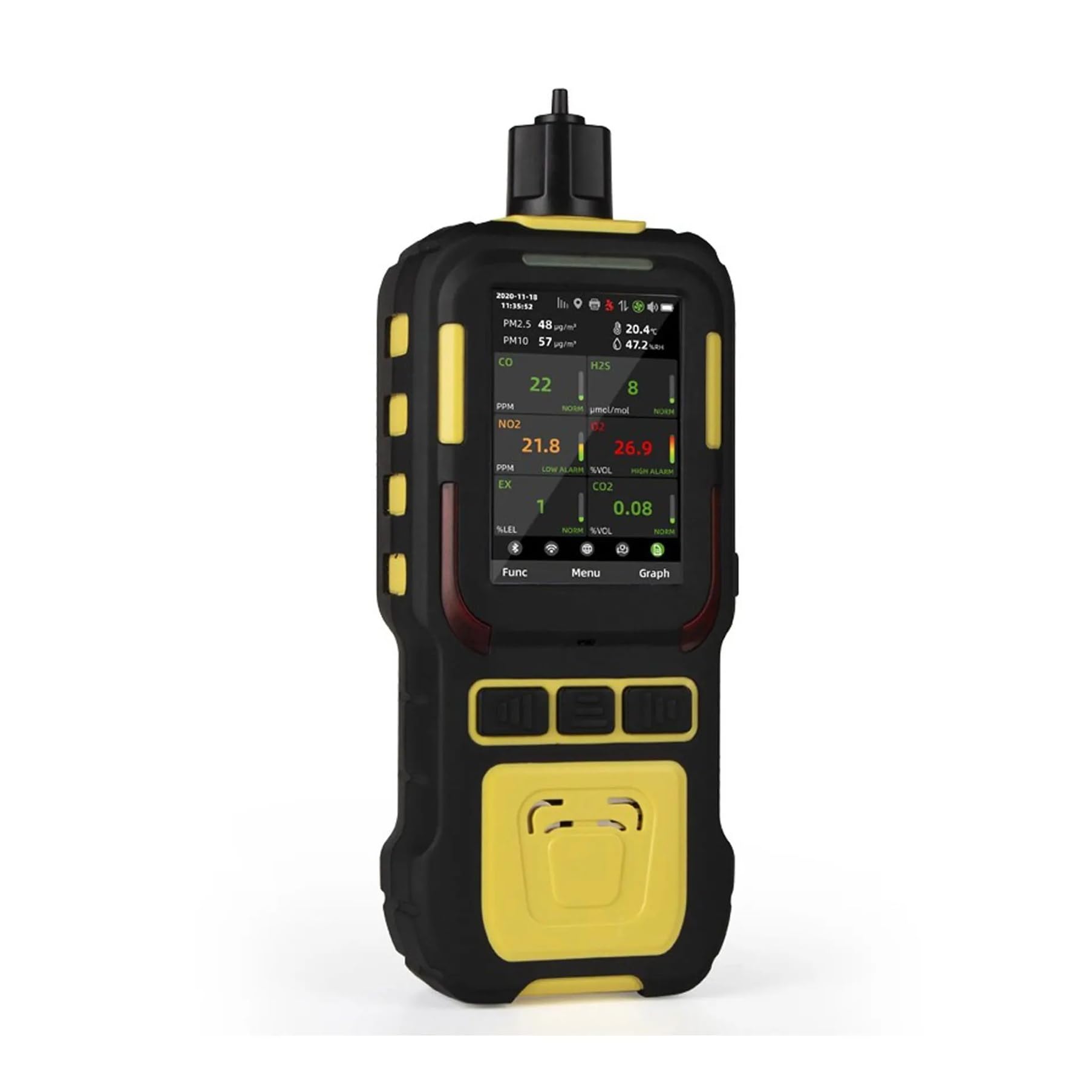 BW-600 Przenośny detektor wielogazowy Przemysłowy detektor gazu Wbudowana pompa CO2 H2S O2 NH3 Temperatura Wilgotność PM2,5 PM10 Wewnątrz/na zewnątrz