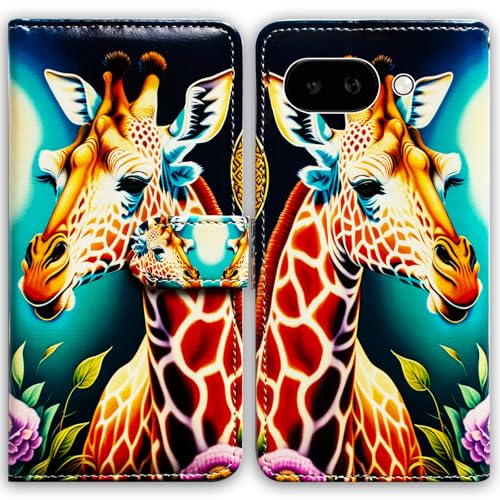 Protection intégrale Google Pixel 9a étui portefeuille cuir girafe Bcov