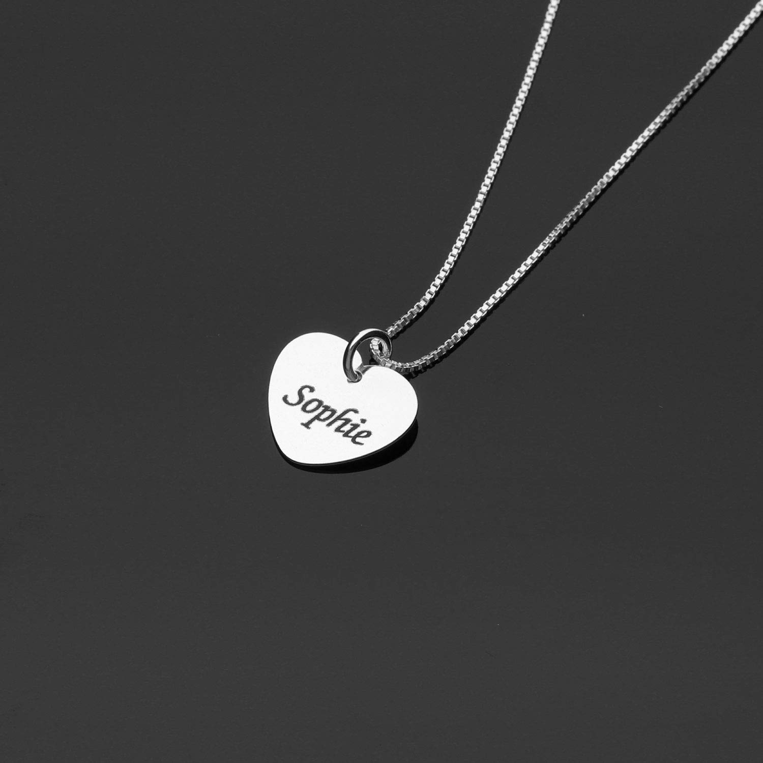 Herzkette Namenskette 925 Silber mit Herz Anhänger und personalisierter Namens Gravur