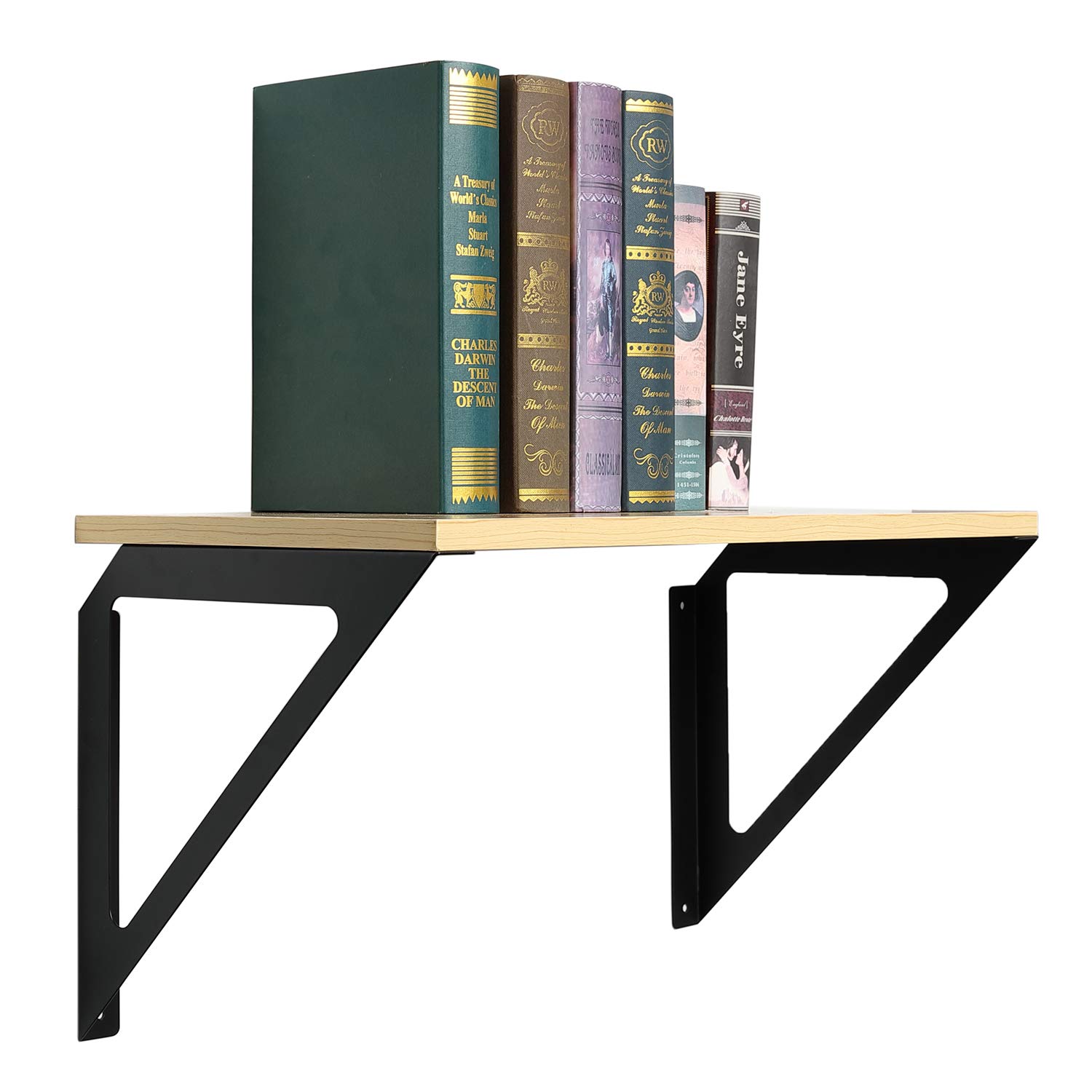 Shelf Brackets Triangle 25 cm, Wall Mounted Industrial Black Corner