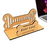 Generic Dog Bone Business Card Stand - Wooden Business Card Holder | Dog Card Display Organizer Fits Upto 50 Business Cards | Carved Farmhouse Wooden Open Card Stand for Counter Desk, 4x2 inch