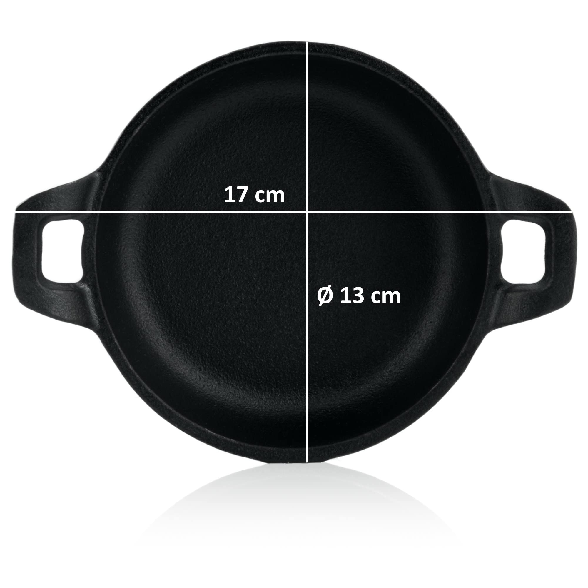 BBQ-Toro Lot de 6 Poêles à Barbecue en Fonte - Diamètre 13 cm - Pré-cuites et Pré-brûlées