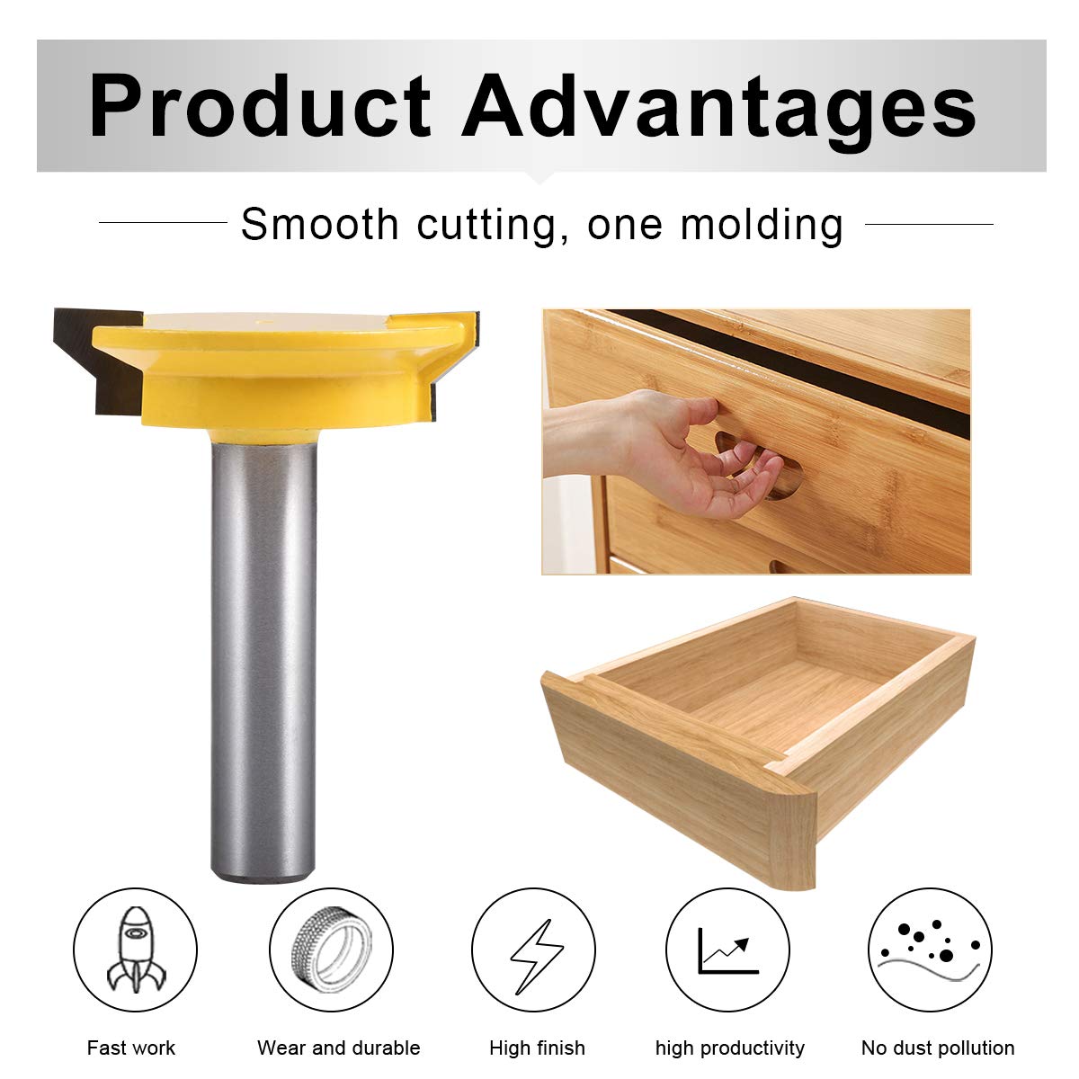 FAXIOAWA 1/2 "Gambo Cassetto Giunto Anteriore Dritto Rail & Stile Router Bit Fresa Scalpello Taglierina Utensili per la Lavorazione del Legno Reversibile