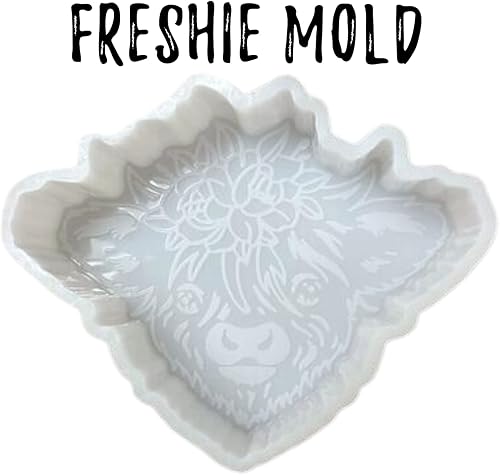 Miniatura 2 de Highland Cow - Molde de silicona Freshie para automóvil de 3.25 x 4 x 1.2 pulgadas, vaca bebé con cuernos peludos de pelo largo, para velas