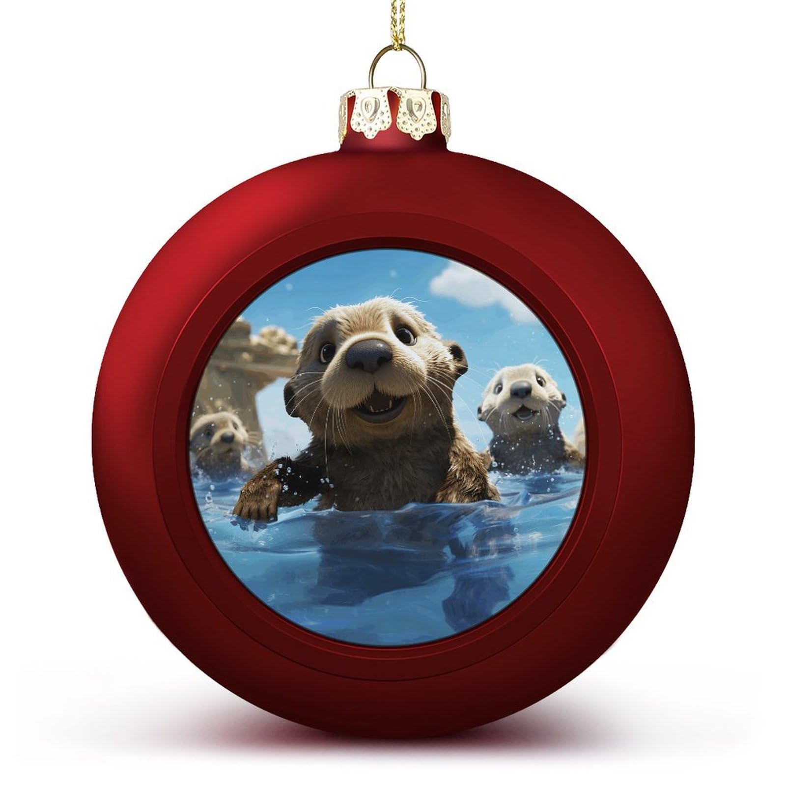 Boules de Noël imprimées loutre déco sapin originale et suspension Halloween