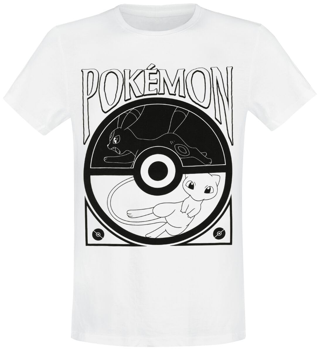 Pokémon Men's White Pokéball Balance T-Shirt Fan Merch, Gaming, M