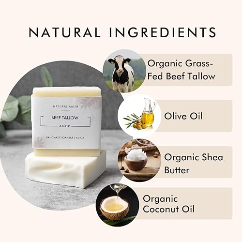 Miniatura 7 de Natural Amor- Juego de barra de jabón orgánica hecha a mano (paquete de 4), hecha con todos los ingredientes naturales, jabón perfumado de aceites