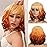 NOBLE Short Bob Wigs with Bangs for Women 3 Tone Ombre Color Synthetic Shoulder Length Curly Wavy Blonde to Orange to Ginger Wig Natural Looking Heat Resistant Colorful Daily Party Cosplay Bob Wigs.