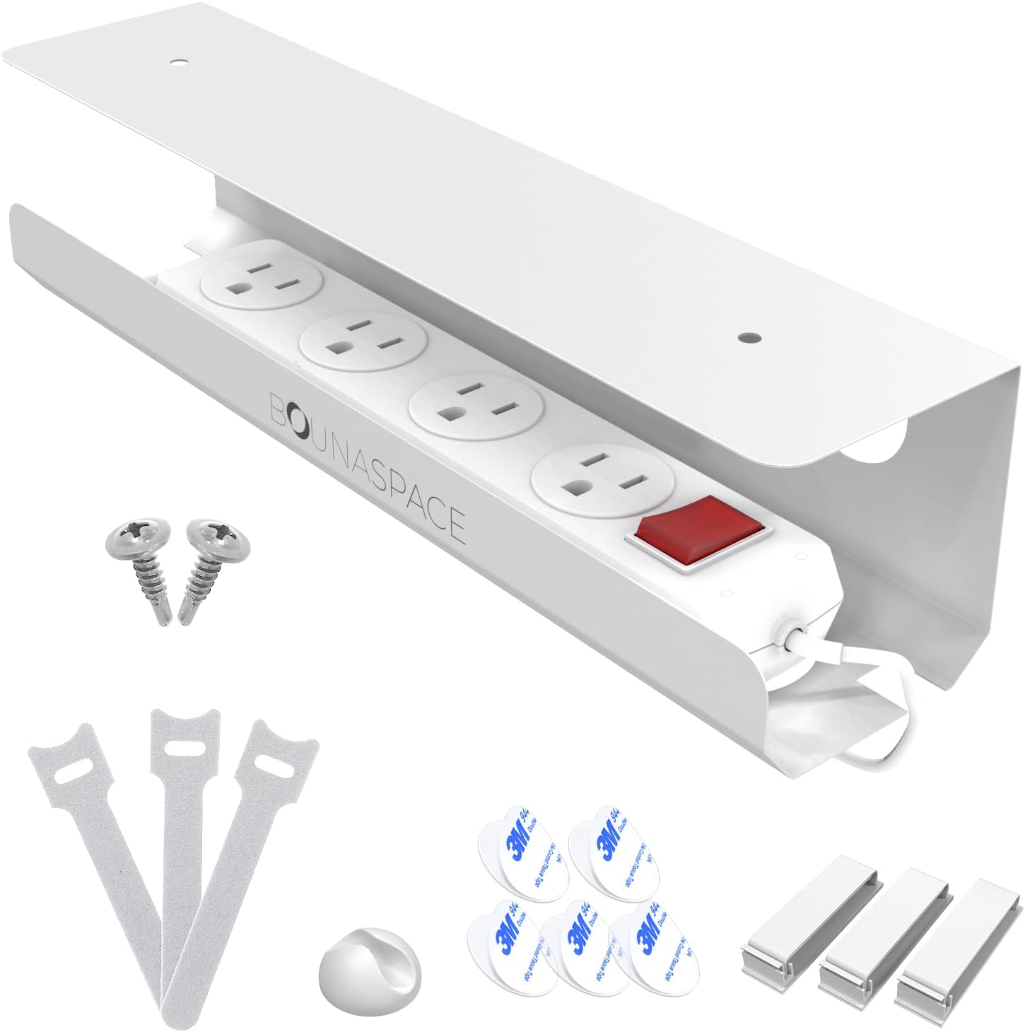 Bounaspace Under Desk Cord Organizer Premium Wire Tray