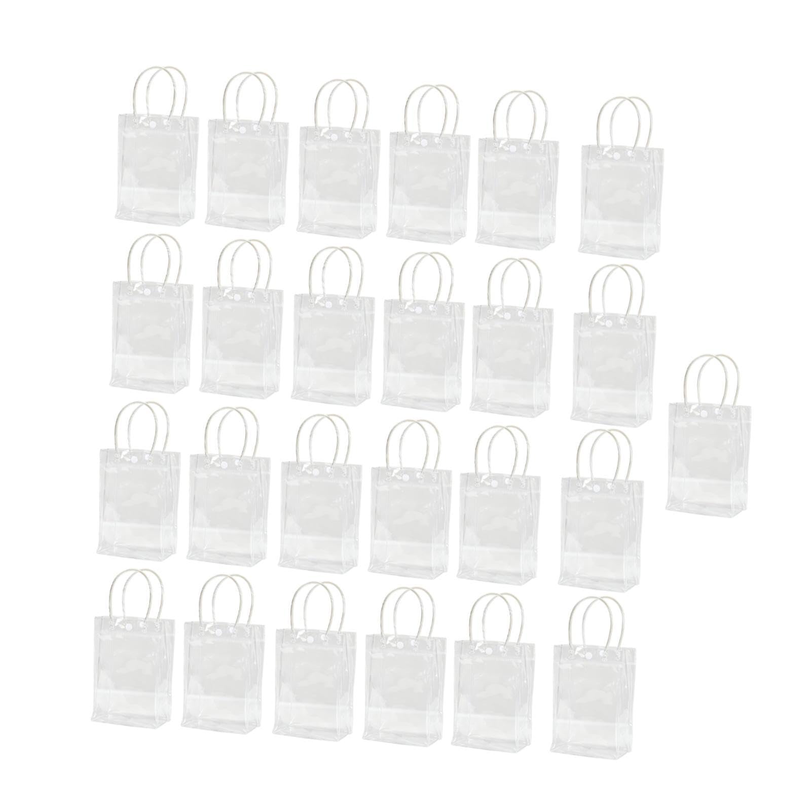 25 Pezzi Borse Trasparenti Regalo Sacchetti Manico PVC Multiuso Borse per Confezionare Bomboniere Regalo Adatte a Eventi Home Decor, 13 Cm