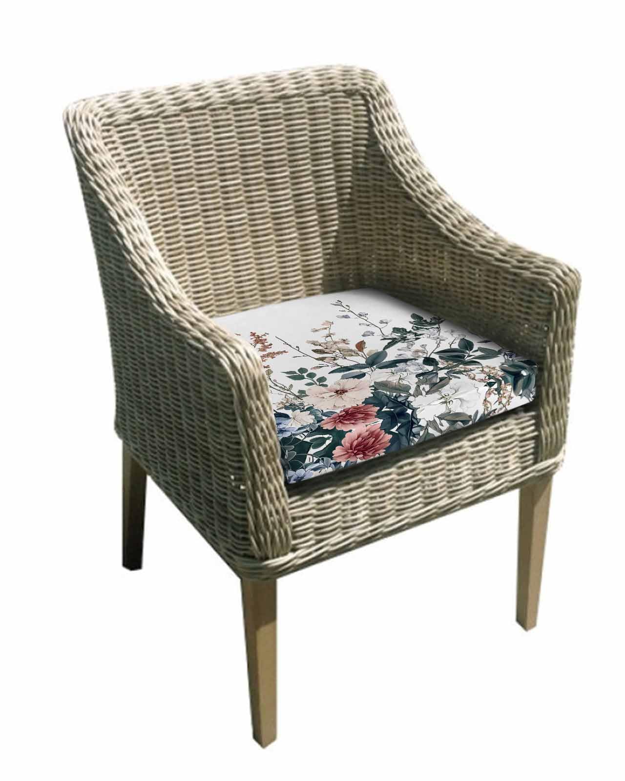 2 Pack Vintage Floral Leaves Waterproof Cushion Covers with Ties, Outdoor Patio Chaise Lounge Chair Seat Cushion Slip Covers Replacement(Only Cover) Farmhouse Flowers Botanical 22