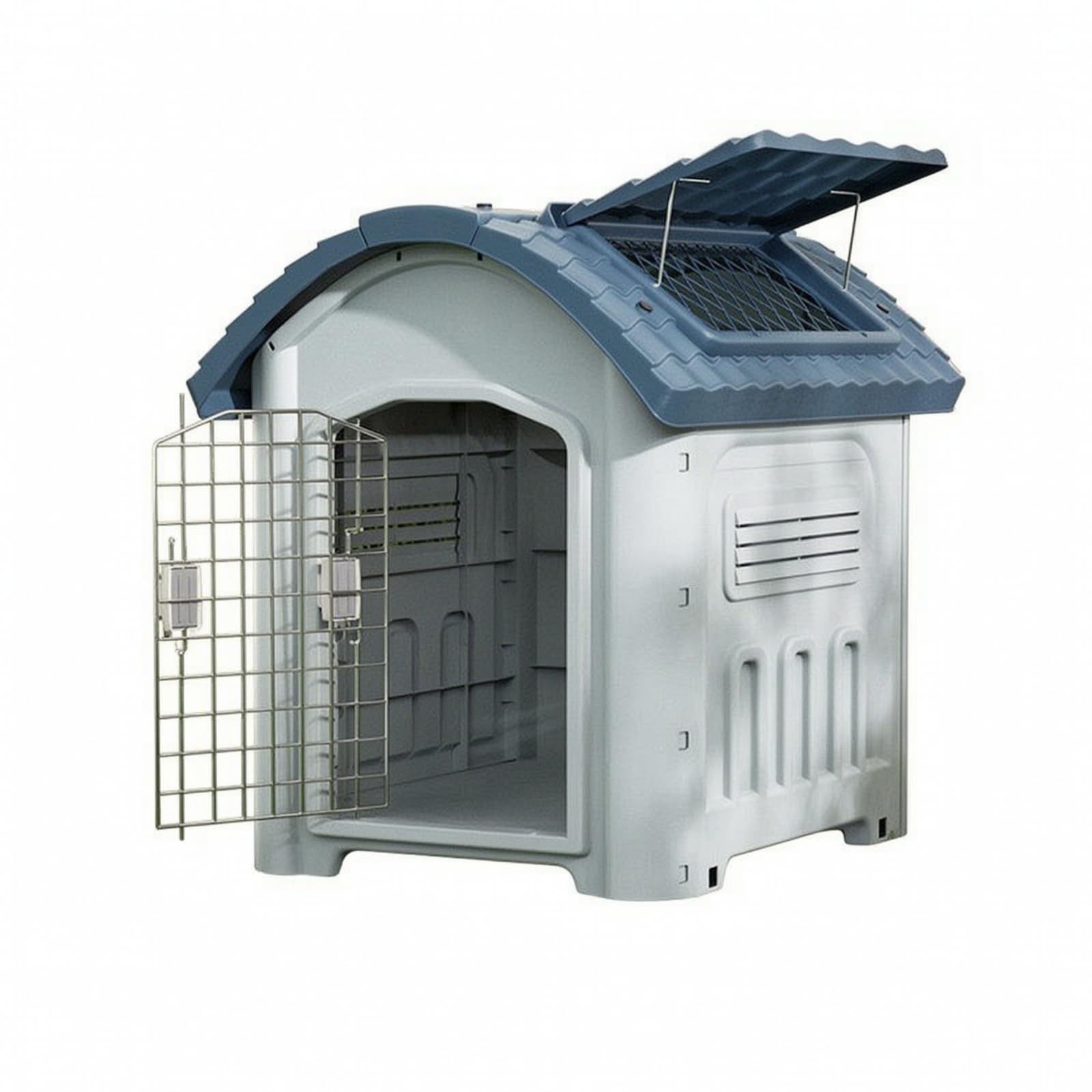 MagiDeal Riparo Esterno per con Porta in Ferro Cuccia con a Falde per Deflusso dell'Acqua Base Contro l'Umidità Ventilazione Laterale, L, Style to 1