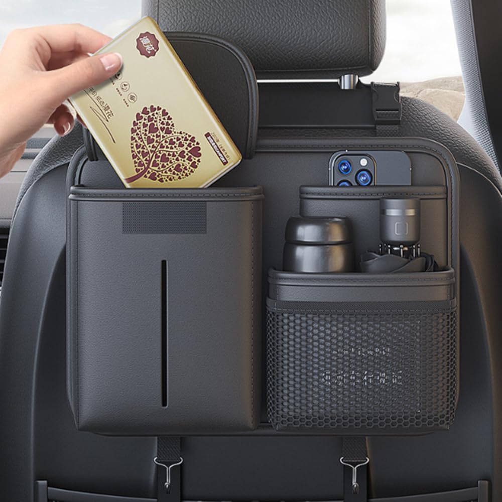 TATACLEA 車用 収納ポケットシートバックポケット車 収納 後部座席 カーシートバック車吊り下げバッグ 後部座席用収納袋 車用 収納袋 多機能 簡単取付 省スペース カー用品 ショートスタイル （ブラック）