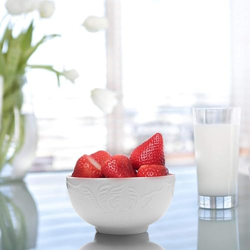 Miniatura 7 de amhomel Juego de 10 cuencos de cereales con textura en relieve, cuencos de sopa de porcelana, 11 onzas para postre de helado, sin plomo, aptos para