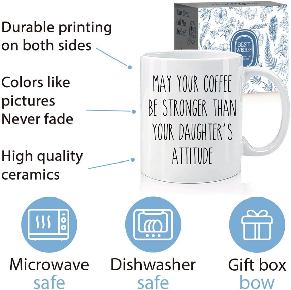 May Your Coffee Be Stronger Than Your Daughter's Attitude Birthday Gifts for Mom Dad from Daughter, Mother’s Day Father’s Day Thanksgiving Christmas Gifts from Daughter, Stepdad Parents Gift-34 - Image 2