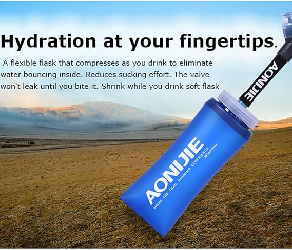 2 Pack Collapsible Soft Flask Water Bottle BPA Free Hydration Bladder For Runninng Jogging (350ml)