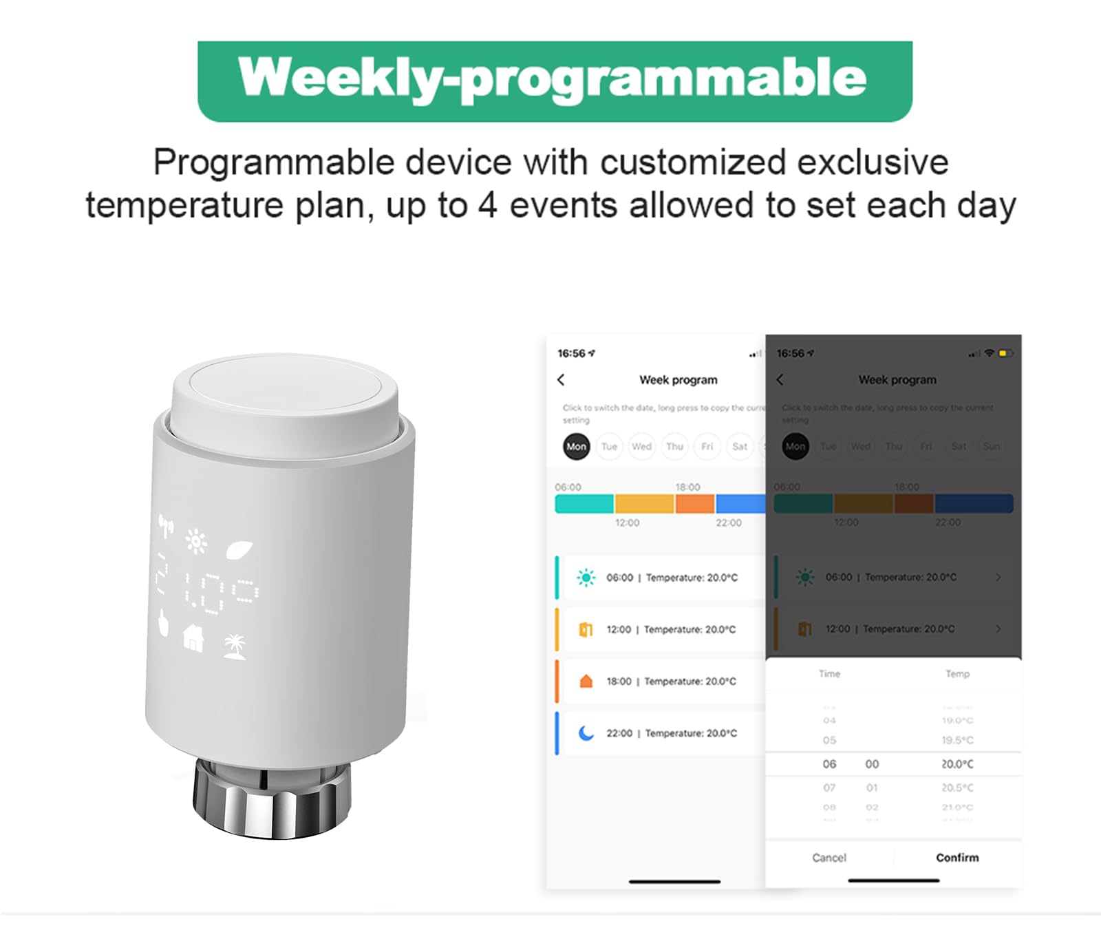 LED Zigbee Smart Termostatico Raiator Valve,Tuya Smart Life App Control,Controllo vocale,Lavora con Alexa googlehome