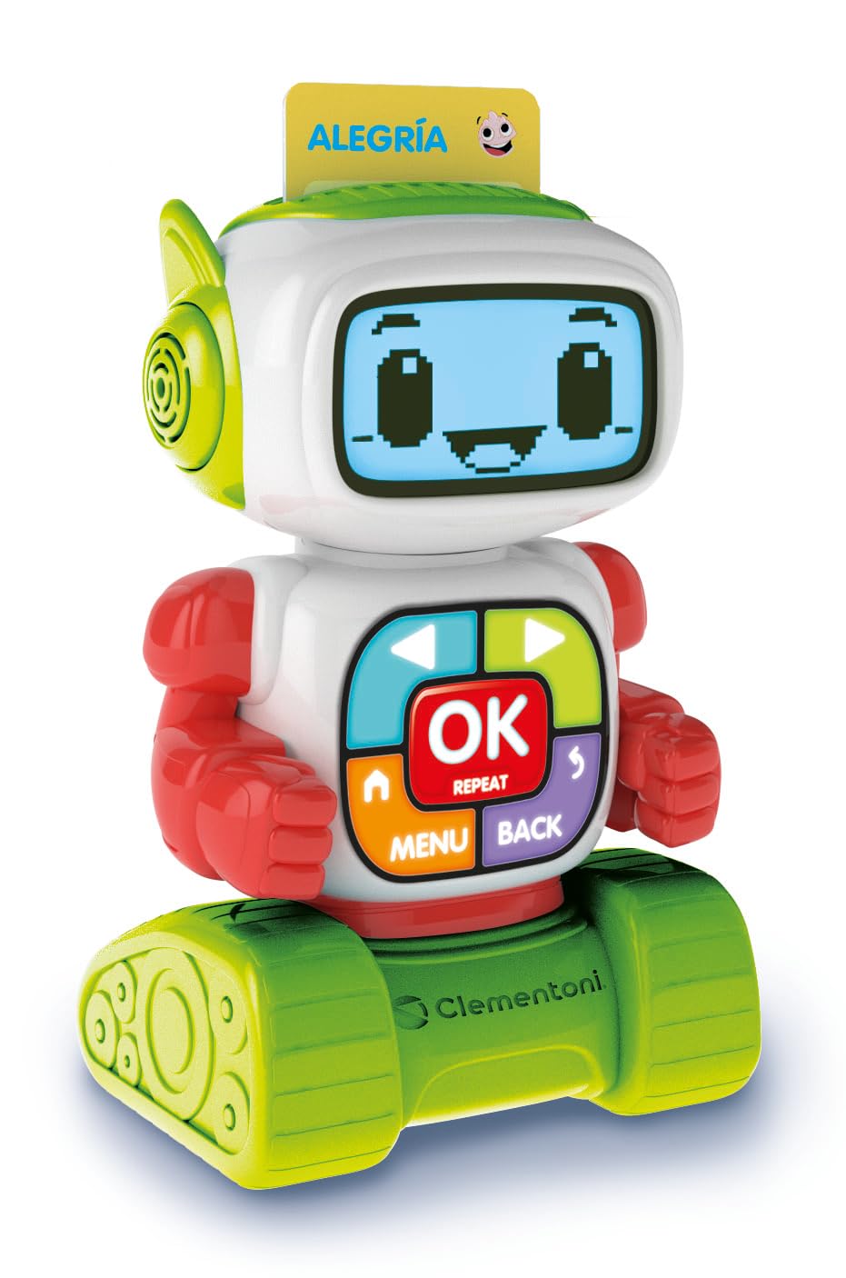 Clementoni – Eddie Robot Educativo – 30 Tarjetas Doble Cara + 20 Actividades Educativas (Letras, números, emociones, Instrumentos, Formas) con Pantalla LCD – Niños de 4 a 6años – 55617