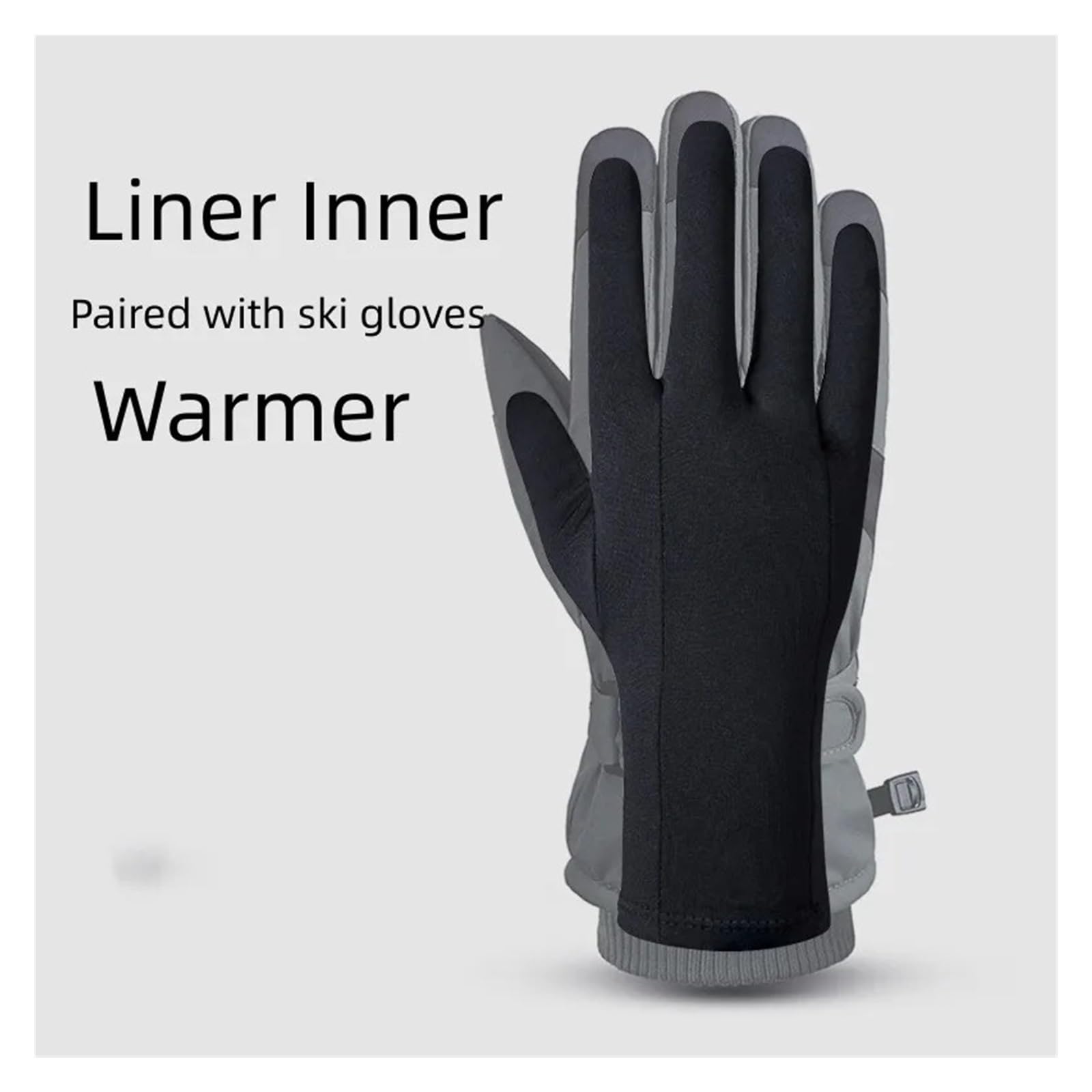 Guantes de esquí con forro negro interior delgado para pantalla táctil, utilidad, fiesta, ultraligeros, deportes, dedos completos, accesorios de snowboard
