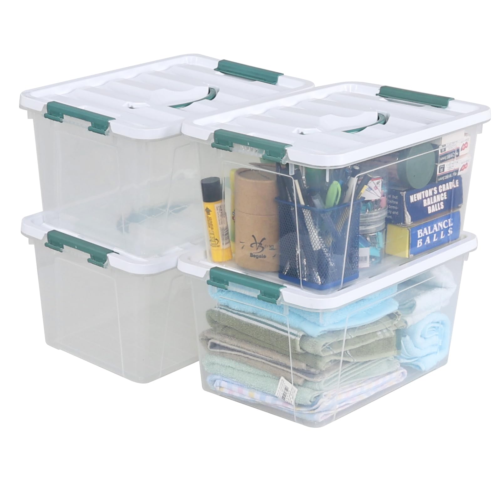 Gloreen Boîtes de Rangement en Plastique avec Couvercle, 10 L, Lot de 4