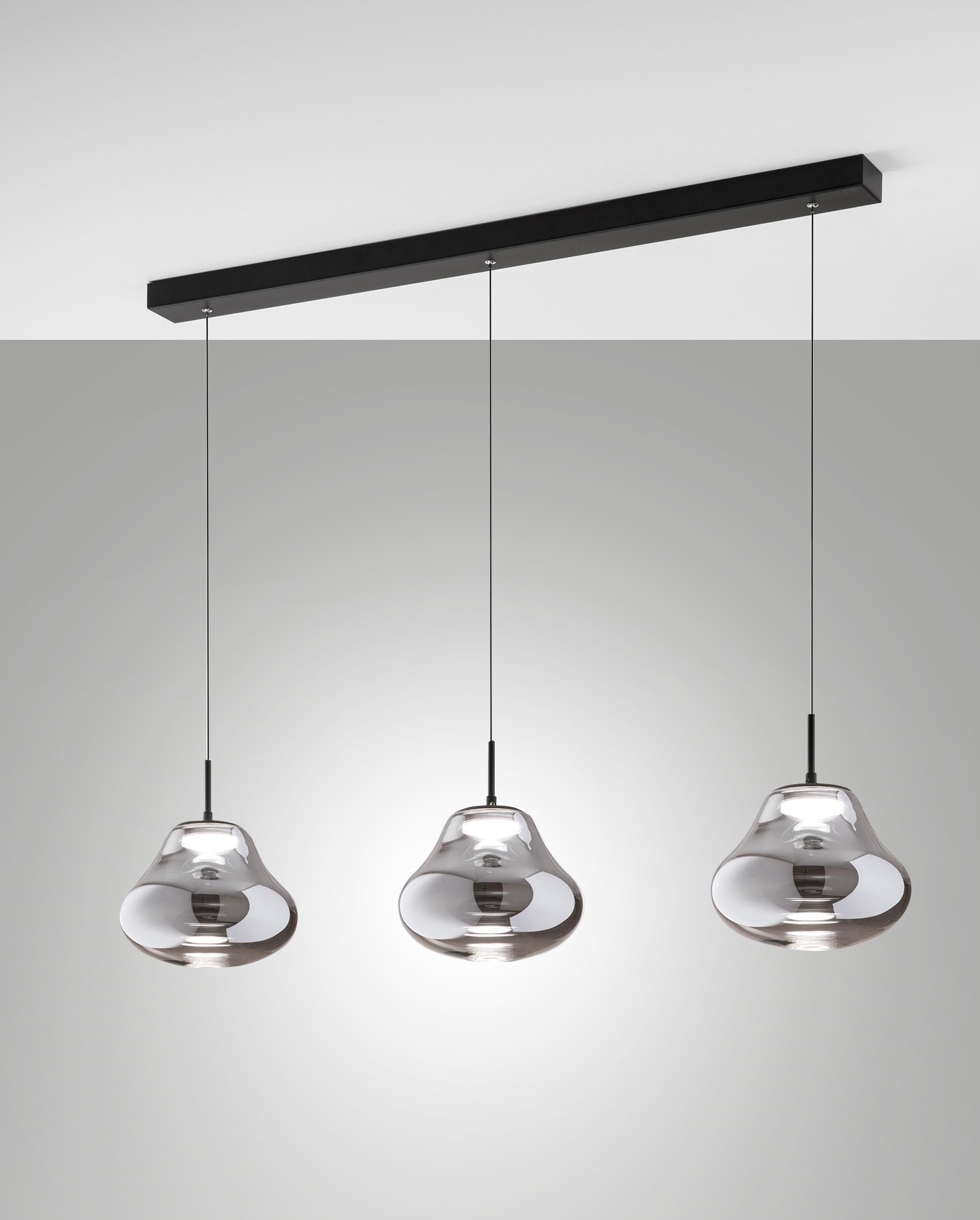 Fabas Luce Led Pendant Light Deva, 3-Bulb, 115 Cm, Grey, Cct, Dimmable