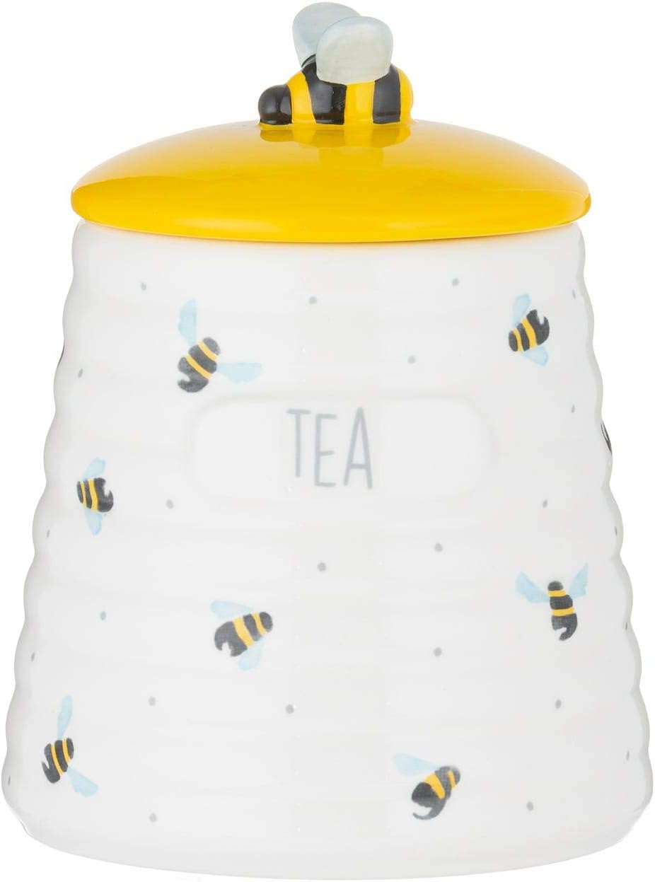 Tea canister Storage Canister Sweet Bees Stoneware Highcapacity