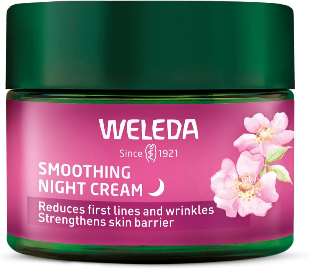 Smoothing Night Face Cream with Wild Rose & White Tea, Moisturising Cream for Women & Men, Reduces Wrinkles, Age Protect Complex, Vegan, 40ml