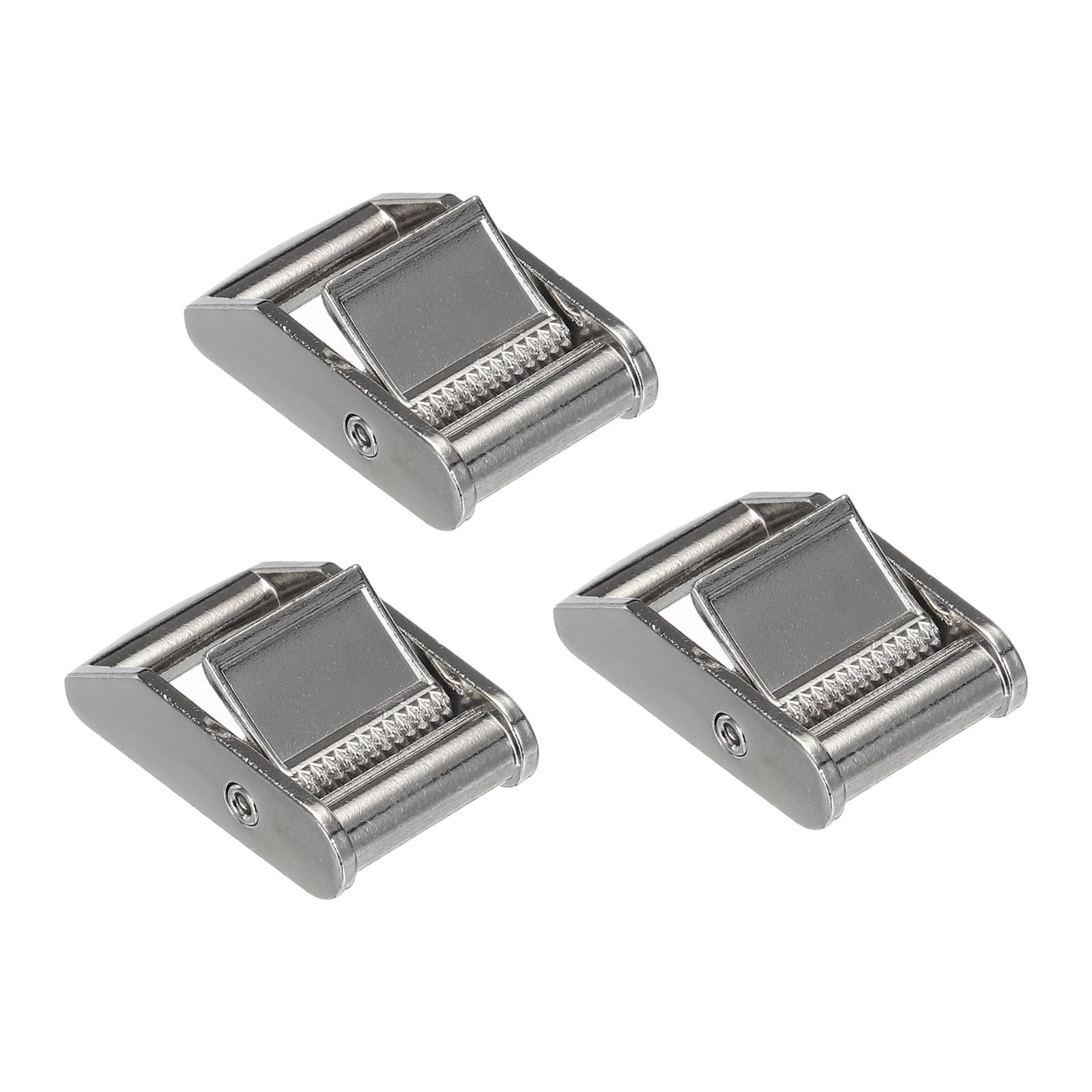 PATIKIL Cam Buckle, 3 Pack Metal Press Lock Fasteners 2.07" for 1" 25mm Tie Down Webbing Strap, White, 1 Inch