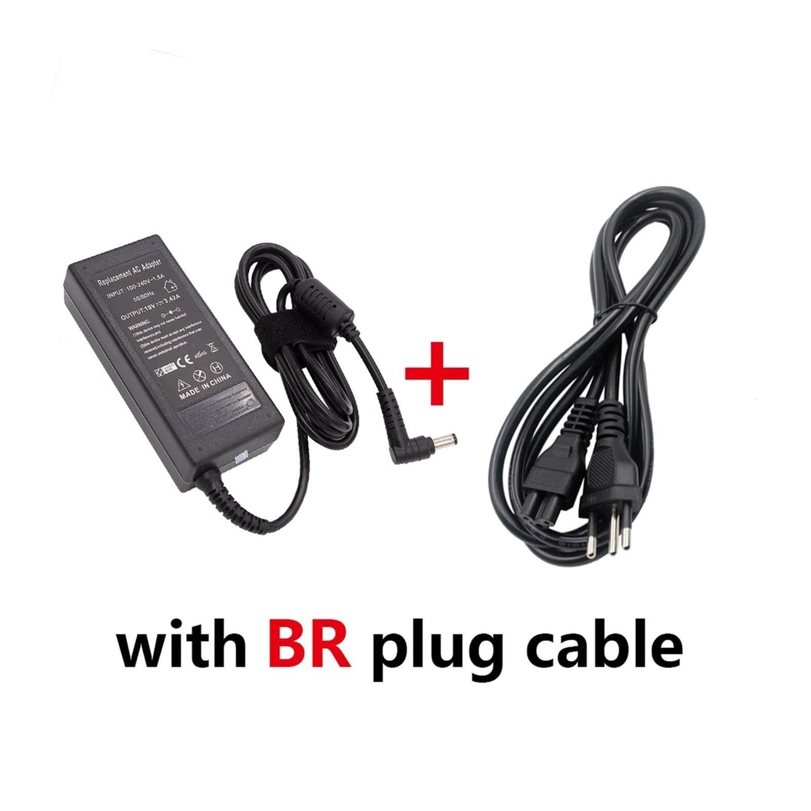 Adaptador De Cargador De Vuelta De CA De 19V, 3,42a, 65W, 5,5x2,5mm, Compatible con ASUS,X550C A450C Y481C V85 A52F X450 X450L X550V X501LA X551C X555 Power(with BR Plug)