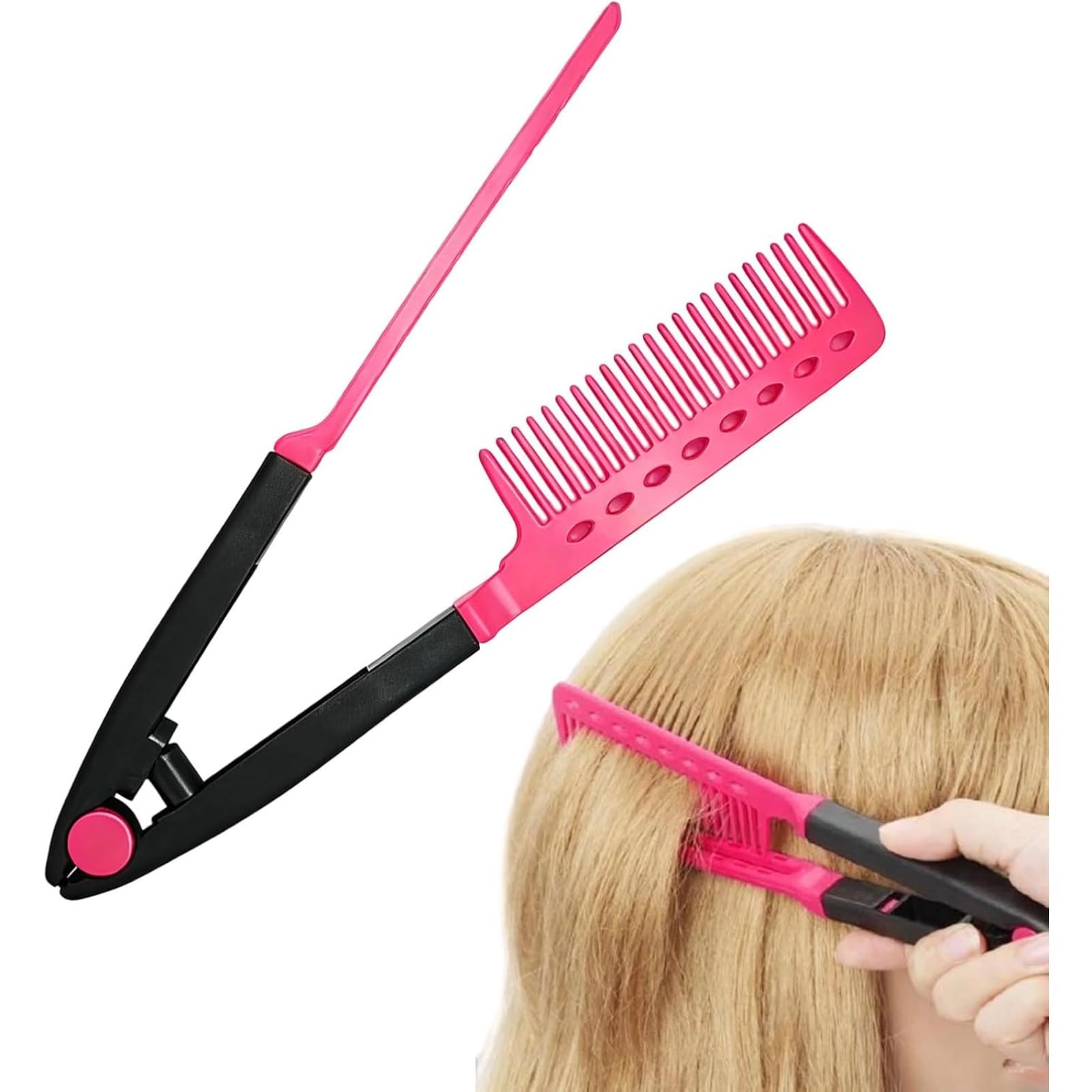 Amazon.co.jp: V字型 ストレートコーム ヘアアイロンブラシ 挟むタイプ