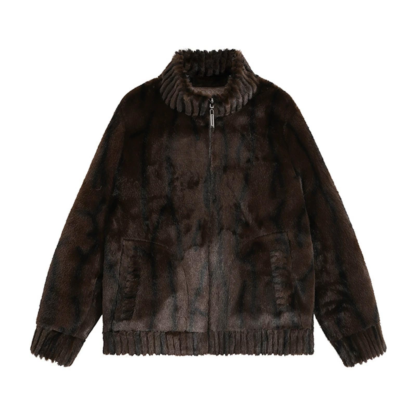 Generisch Chaqueta de forro polar reversible, cálida, cremallera completa, resistente al viento, forro suave, abrigo para exteriores, senderismo, camping, ropa de invierno informal, alternativa con