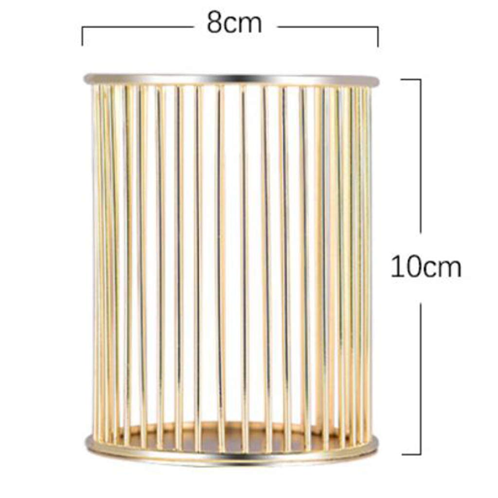 Stifteköcher aus Eisen, rund, Drahtgeflecht, Stiftehalter, Stiftehalter, Schreibtisch-Organizer, goldfarben, 10 Stück
