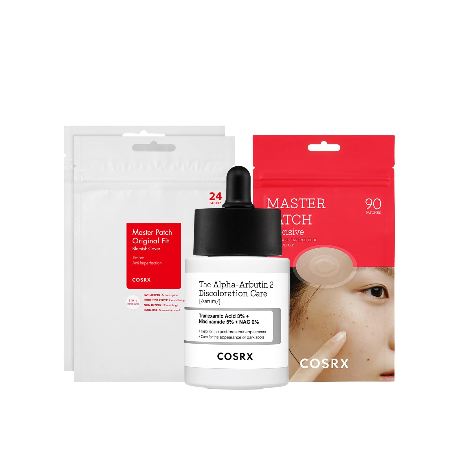COSRX Master Patch Intensive 90 Counts Acne Pimple Patch 2 Packs Discoloration Serum 2 Alpha Arbutin Discoloration Care