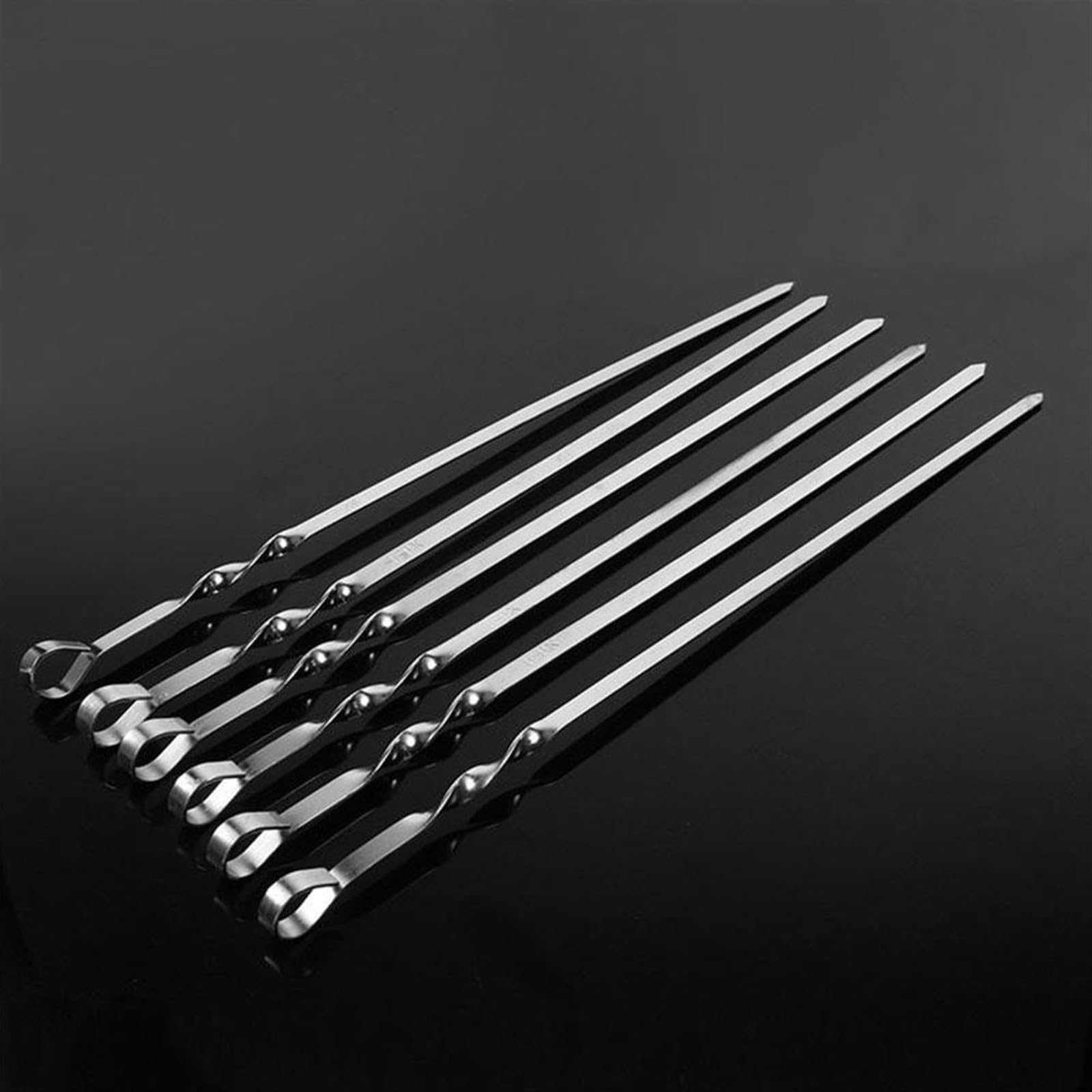 Brochetas para Kebab, Brochetas de Kebab, 10 Uds., Aguja for Asar con Pasador Plano, Barbacoa Acero Inoxidable 38cm