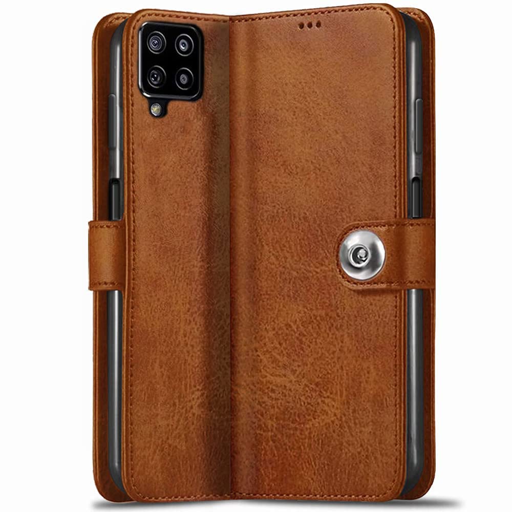 TheGiftKart Flip Back Cover Case for Samsung Galaxy M53 5G | Genuine Leather Finish | Designer Button | Inbuilt Pockets & Stand | Flip Cover for Samsung Galaxy M53 5G (Brown) (B09Z2JXP3Y) Amazon Price History, Amazon Price Tracker