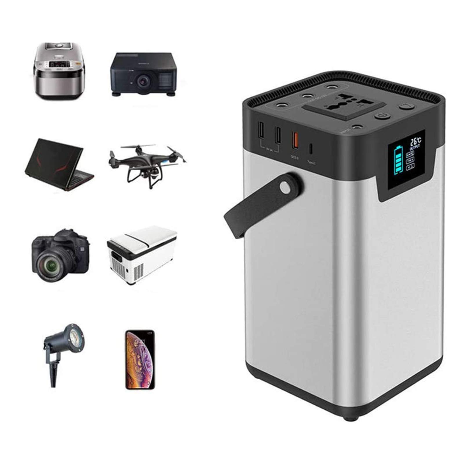 Generatore Portatile, Stazione Di Alimentazione 54000Mah / 200Wh Batteria Da Campeggio Alimentazione Del Pacco Di Riserva Con Presa CA 220V / 110V Porte Multiple Per Esterno Campeggio Emergenza