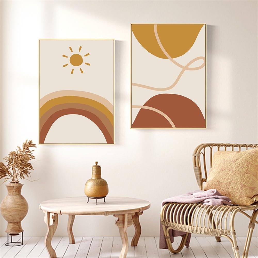 WUHBCZ Art Decor,Abstract Geometric Figures Canvas Poster Print Boho Minimalist Decorative Painting Wall Pictures for Living Bedroom Room Decoration-40 * 50cm*2PCS (No Frame)