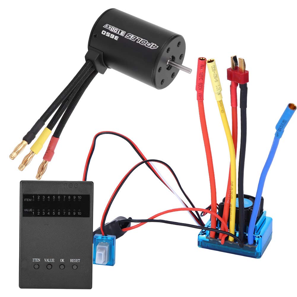 Zestaw silników 3650, silnik 3100KV + karta programowa + bezszczotkowy regulator 45A/60A/80A/120A odpowiedni do części samochodowych RC 1/10 (60A)
