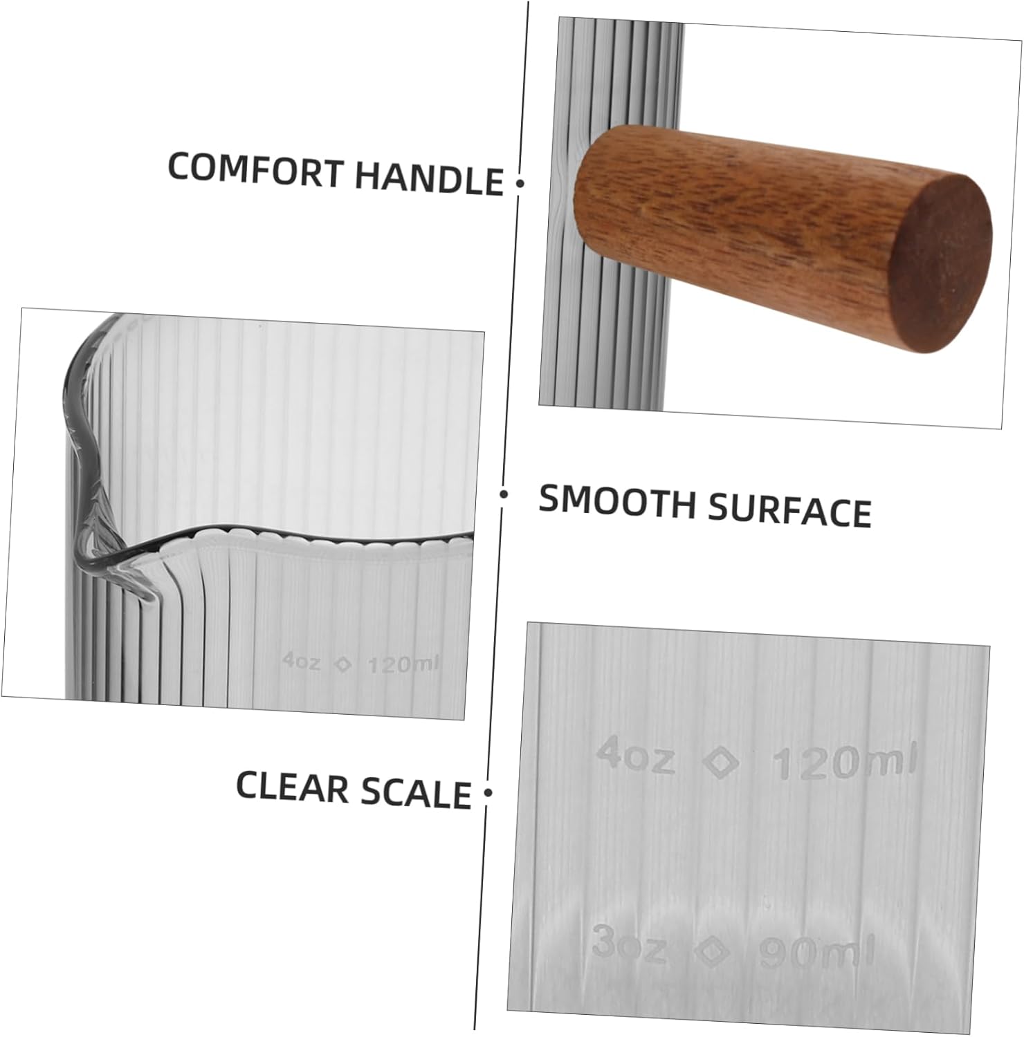 5pcs Pitcher with Handle Glass Espresso Measuring Cup for Coffee Sauces and Dipping for Kitchen Parties and Barbecues