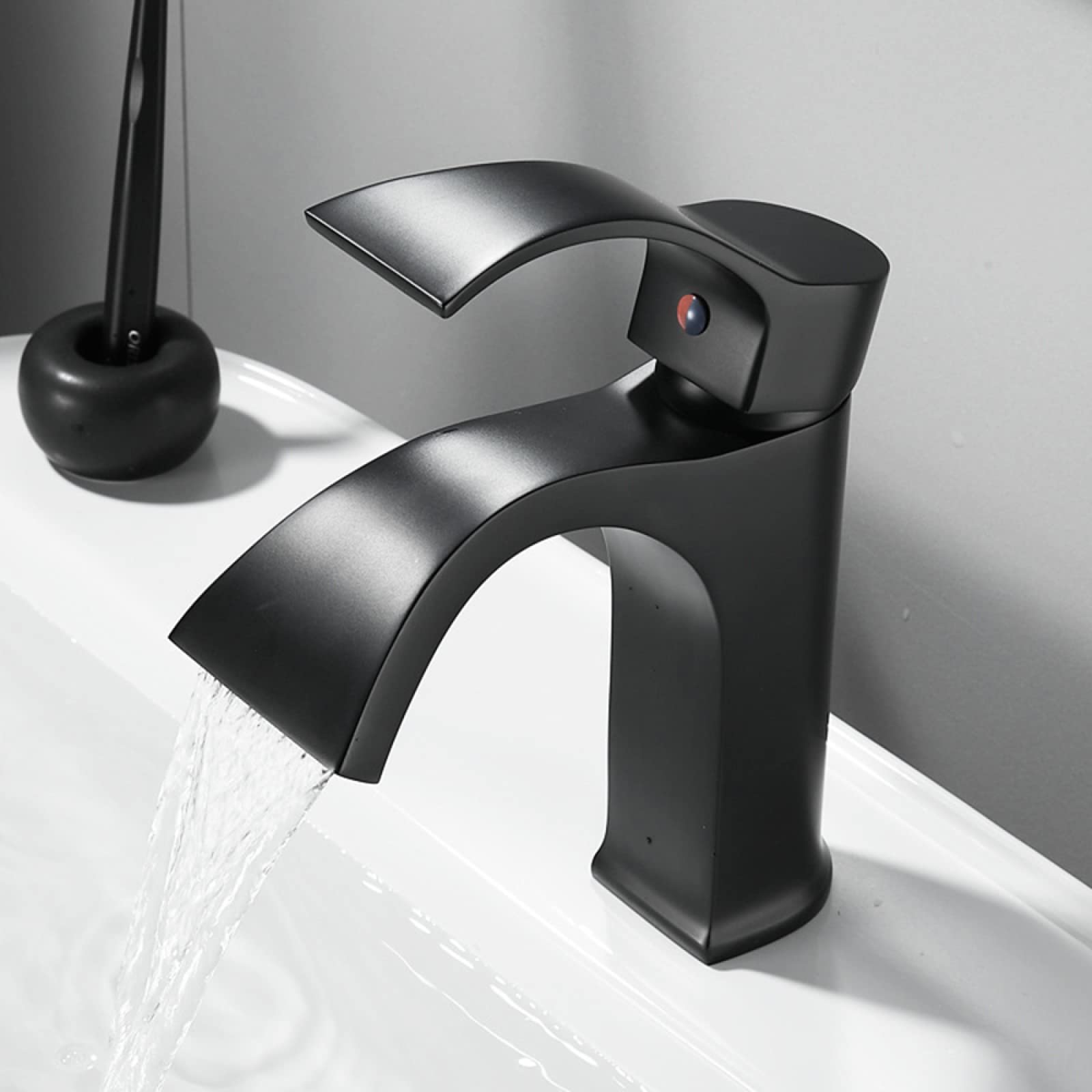 NVSFZGIYG Basin Faucet Waterfall, Bathroom Sink Single Hole, Hot and Cold Water Mixer Tap, Handle, Gold(Nero)
