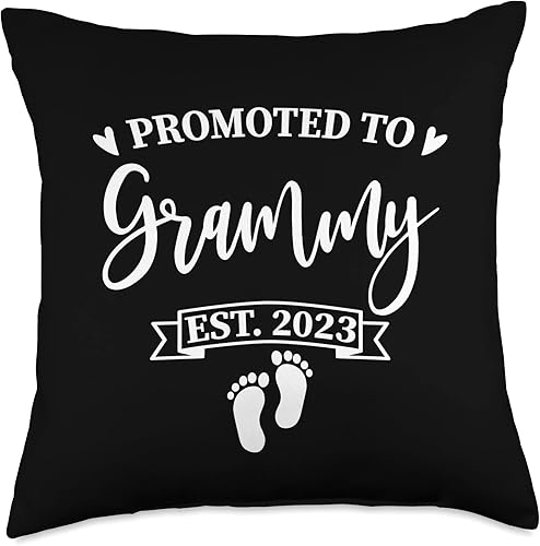 Promoted to Grammy est. 2023 - Almohada de regalo para abuela, 18 x 18 pulgadas, multicolor