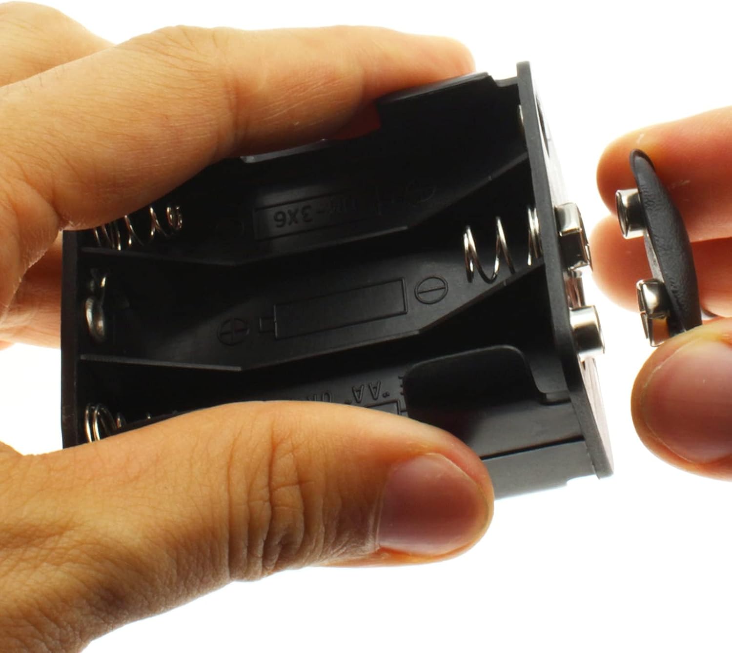2Sets 6X 1.5V Battery Holder with T Type Wired Battery Alligator Clip Standard Snap Connector kit 9V Thicken Plastic Battery Case