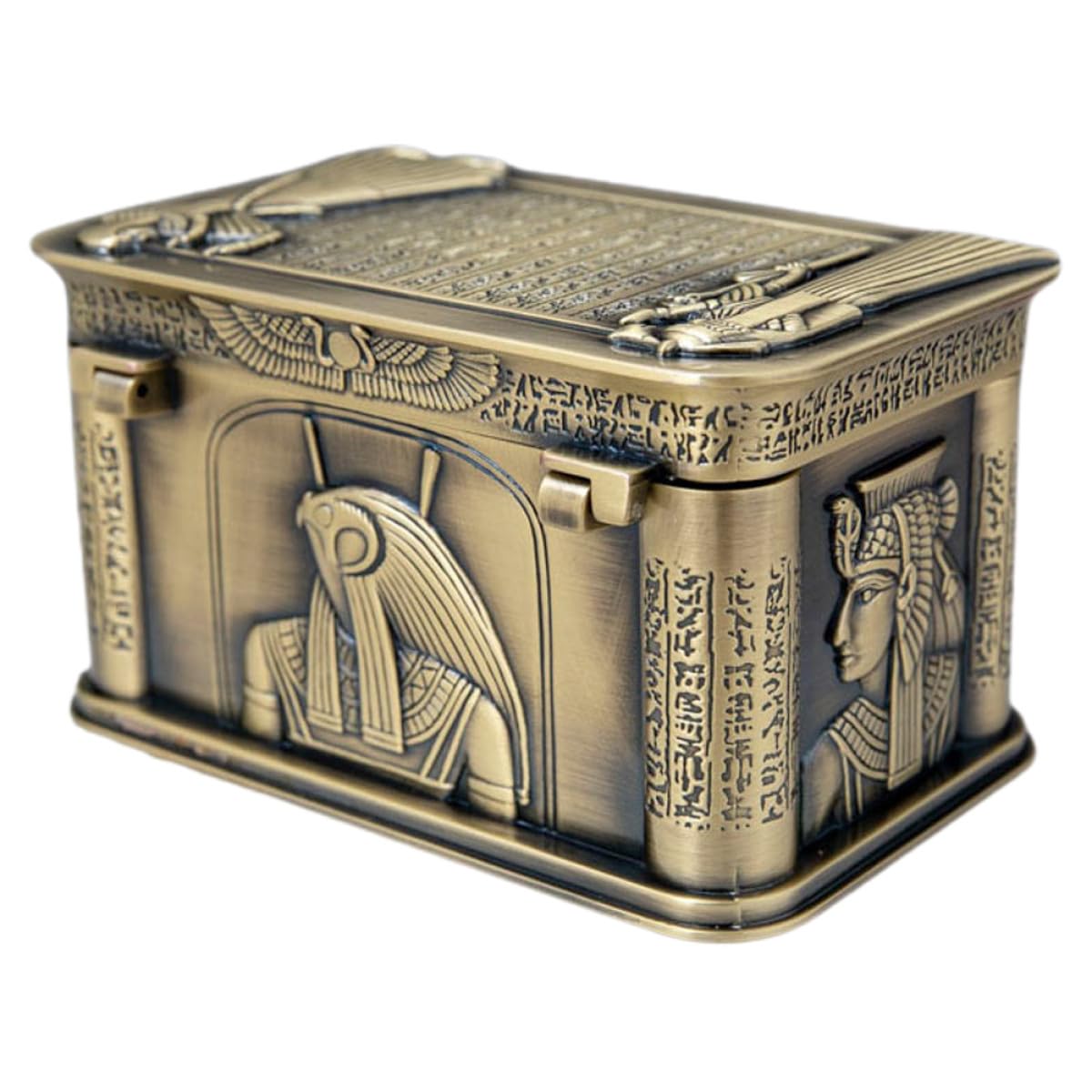 Caja Joyero Vintage de Metal con Grabado Artístico Almacenamiento Pequeño Multifuncional para Pendientes y Accesorios Organizador Duradero con Diseño Egipcio Anubis para Joyas y