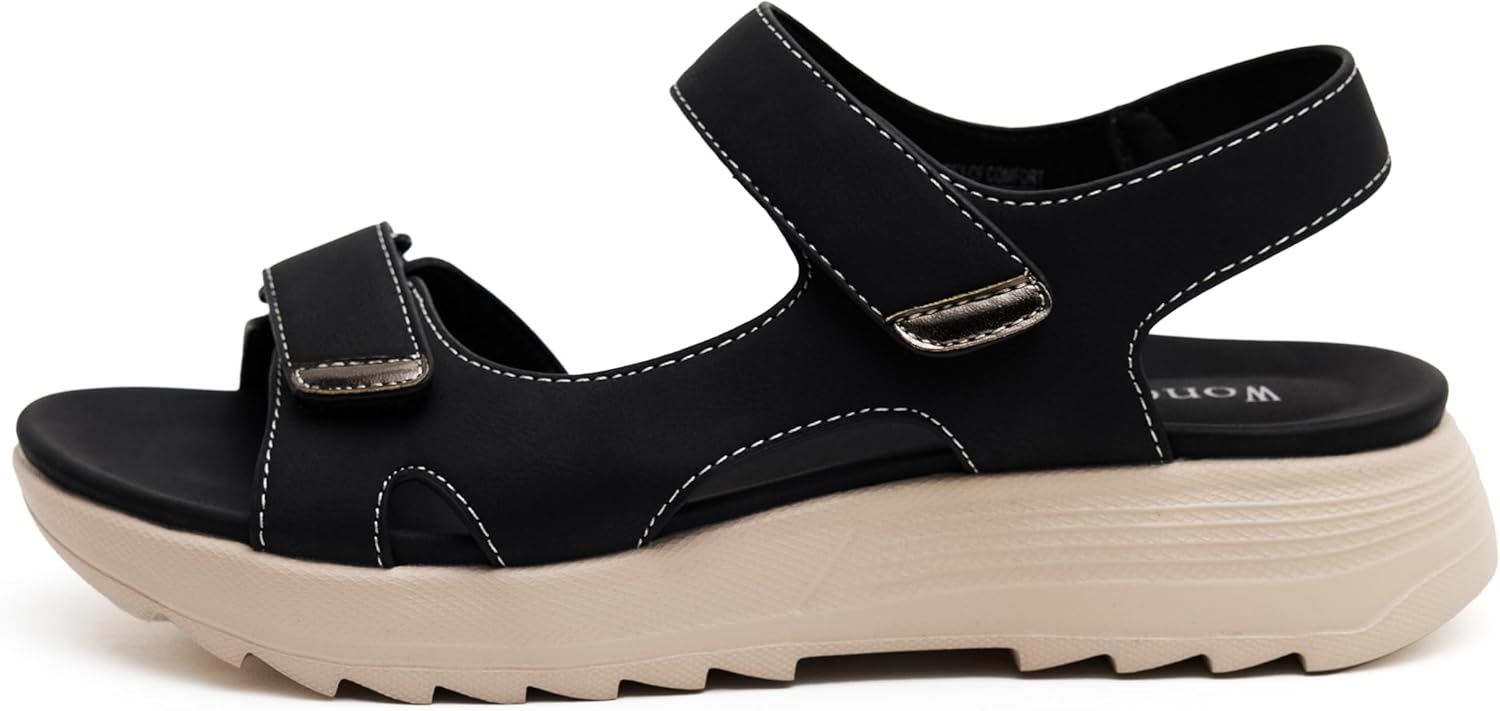 Wondamo Womens Hiking Sandals Comfortable Lightweight Sport Outdoor Sandals with Arch Support Summer Athletic Walking shoes for Beach Sport Vacation,Black,8 US Women - Image 2