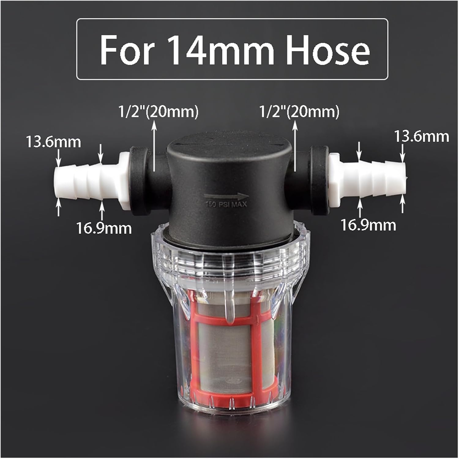 Garden Home 4/6/8/10/12/14/16/18/20mm Barb Tail 40/80/100/200 Mesh Agricultural Irrigation Filter Aquarium Fish Tank Water Pump Strainer Filter (Color : H, Size : 200 Mesh)