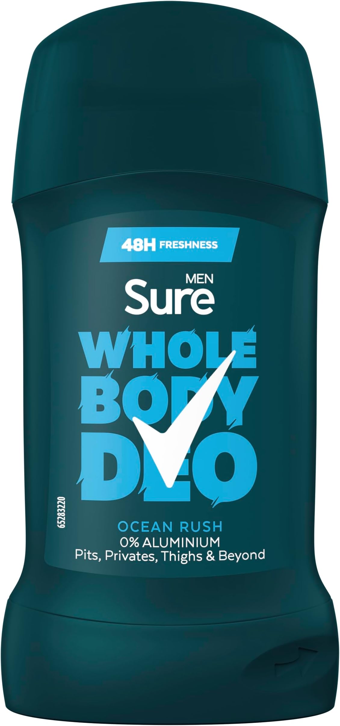 Sure Men Ocean Rush Whole Body All Over Body Deodorant Stick with a herbal & woody fragrance and 48 hour odour control 50ml