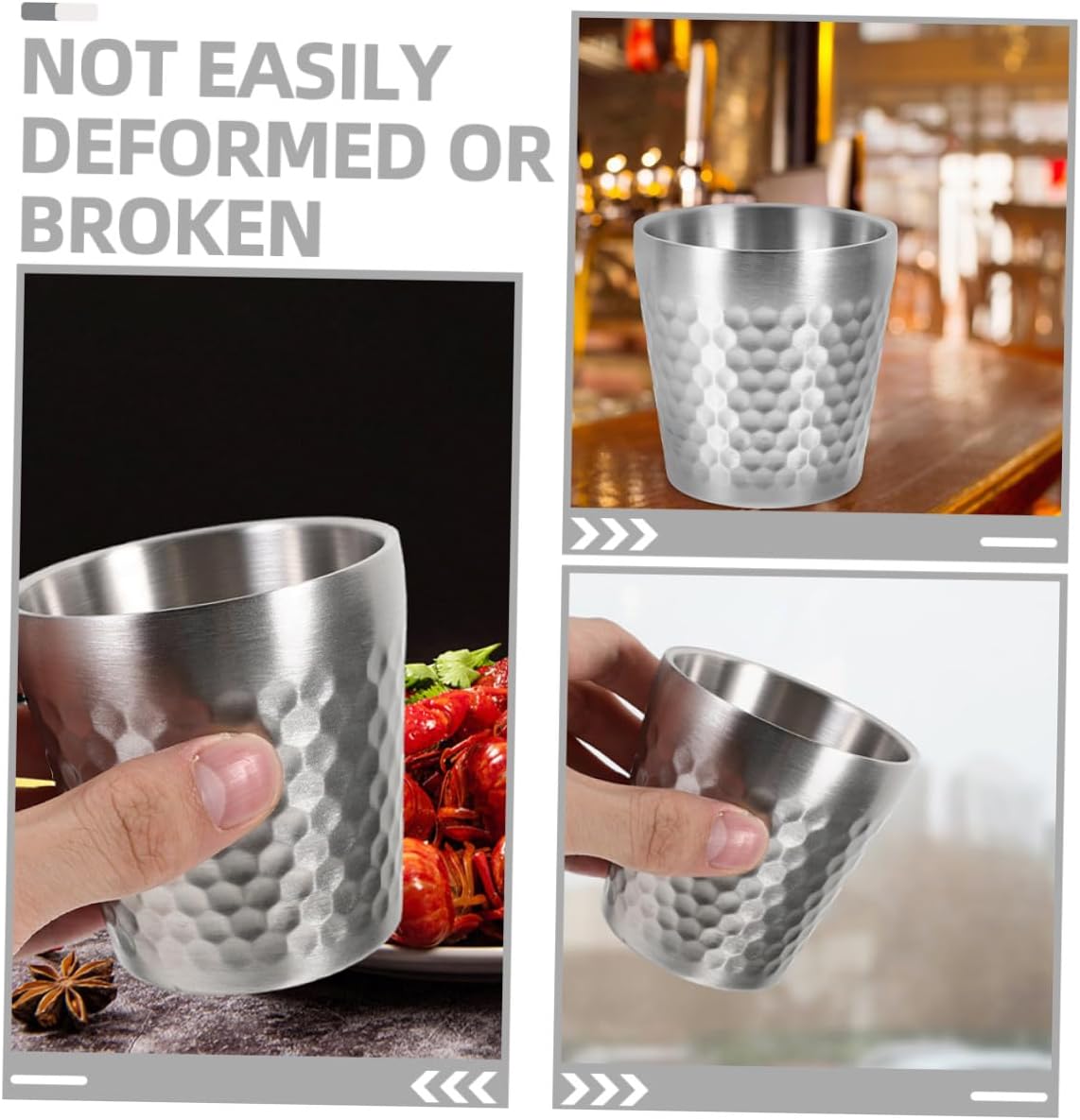 4pcs 175ml Stainless Steel Outdoor Beer Mug Picnic Cups Sturdy Metal Coffee Drinking Cups for Camping and Travel