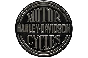 Harley Davidson Signs Metal: Embossed H-D Platinum Disc Round Tin Sign, 12 Inches
