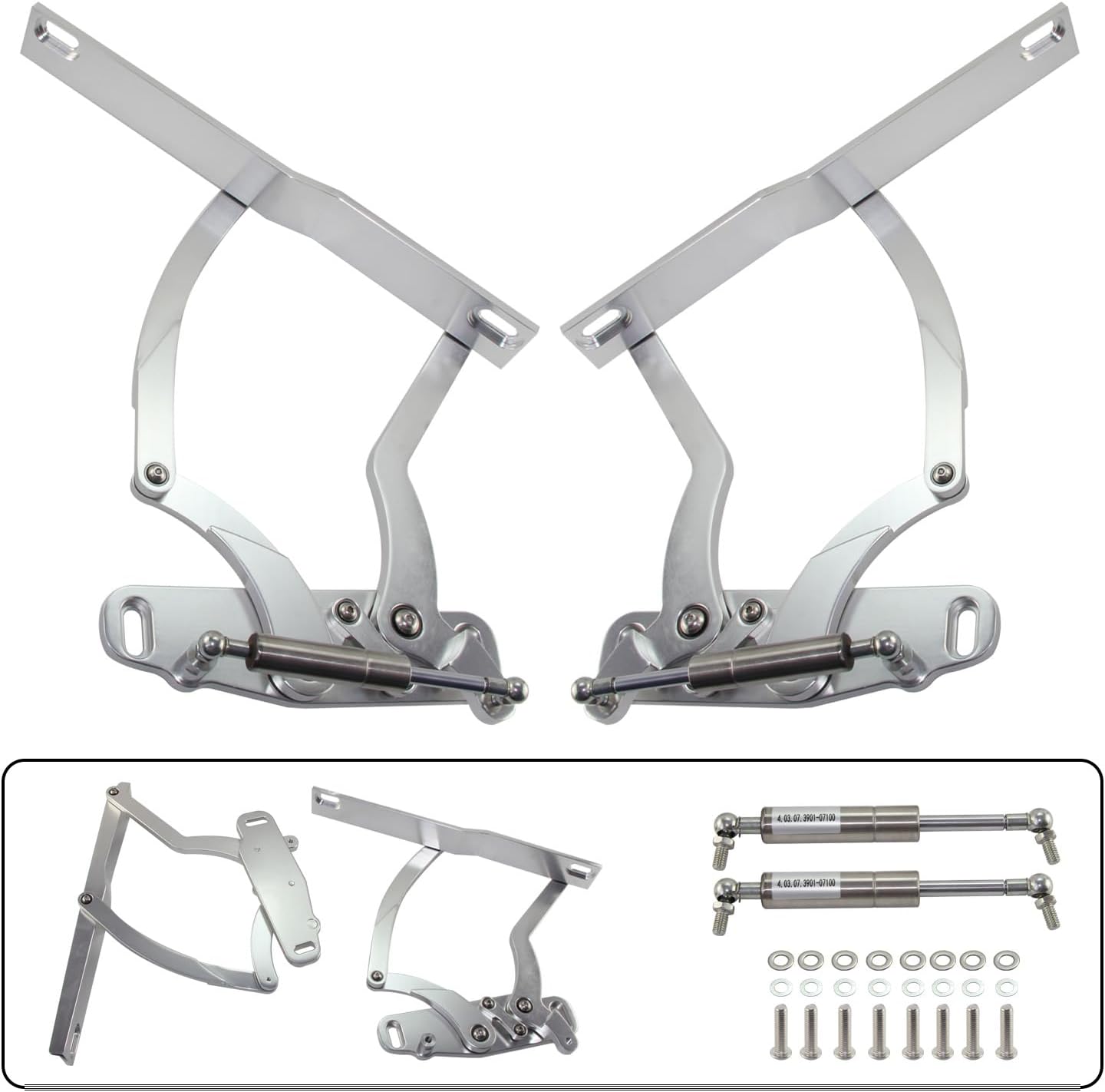 Billet Hood Hinge Kit Pair Left and Right Side for Chevrolet Camaro & Pontiac Firebird 1970-1981 Silver
