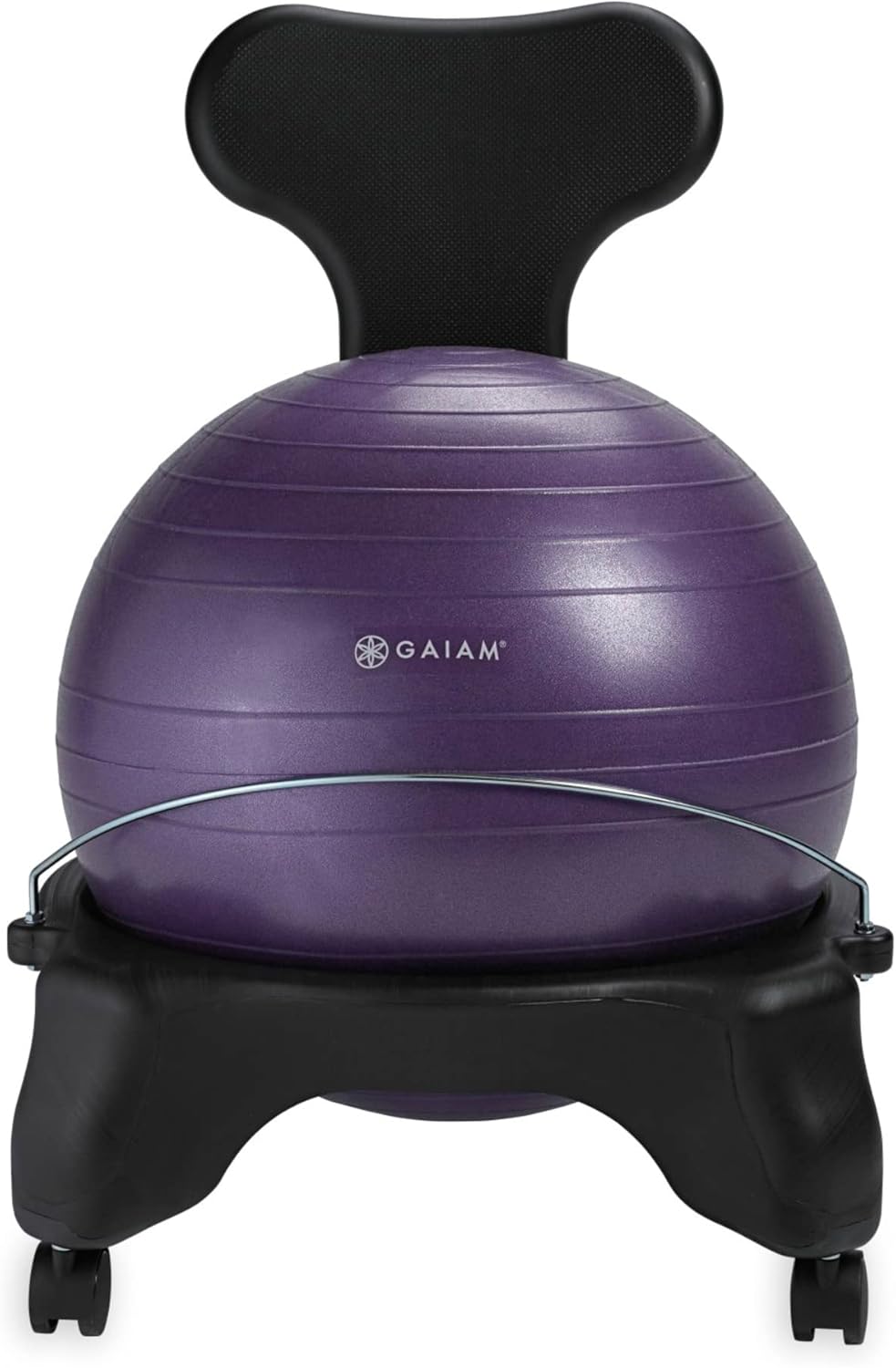 Gaiam Classic Balance Ball Chair – Ergonomic Stability Chair for Desk & Office | Yoga Ball Seat with Base, Air Pump, & Exercise Guide | Improves Posture & Core Strength (300 lb Capacity) Classic Purple - Image 1 of 7